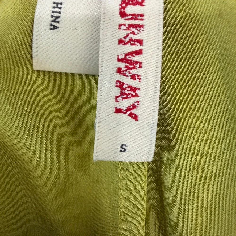 BCBGMAXAZRIA S Runway Silk Dress Chartreuse Green Embroidered Eyelet Luxury